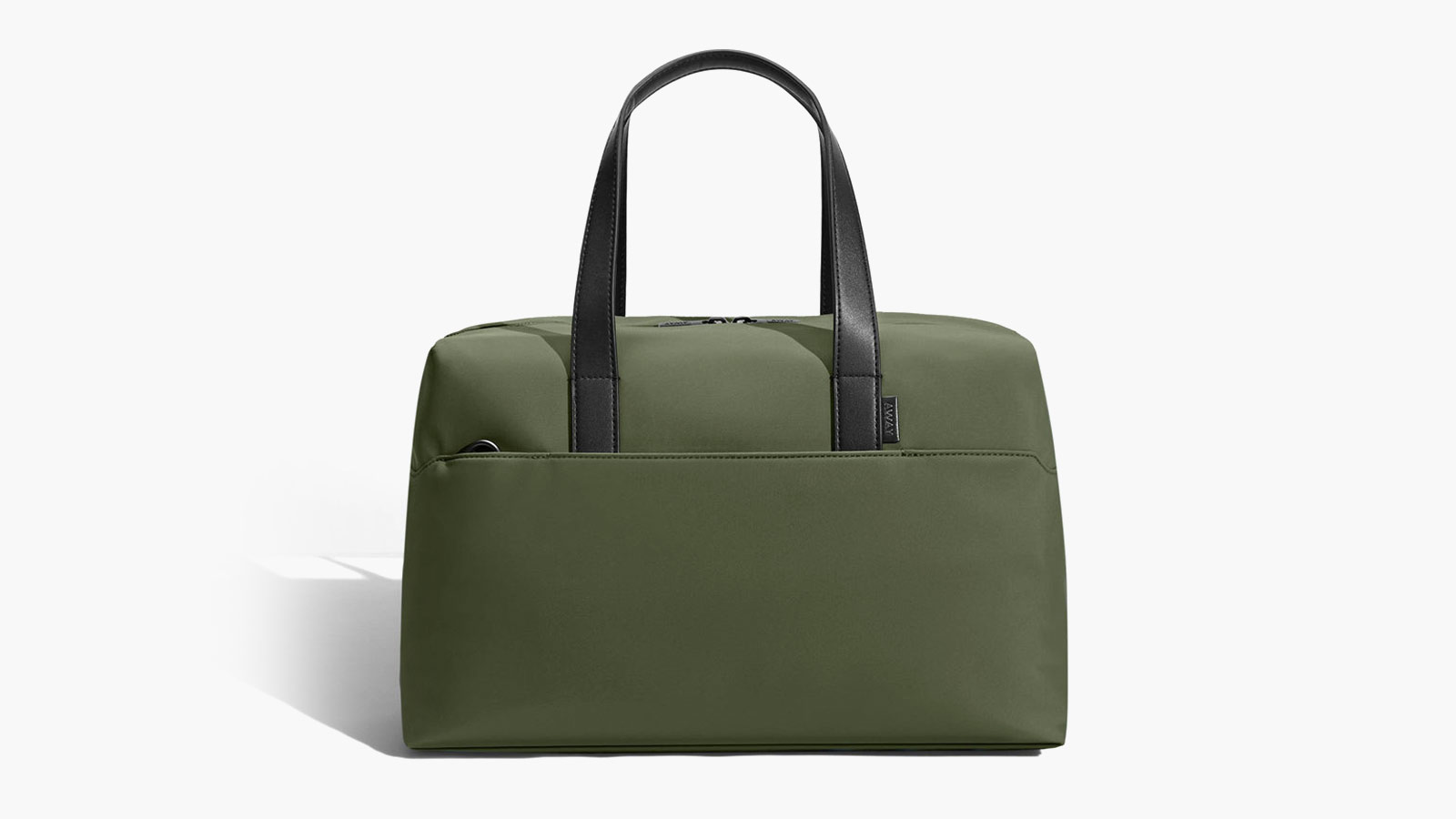 Away Everywhere Bag in olive green with black leather handles, a sleek duffel for modern men’s best travel gifts.