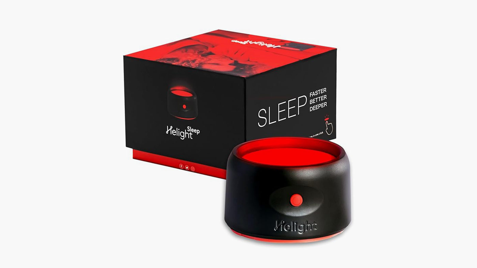 Helight Sleep red light therapy device and packaging, a compact wellness tech essential from the best travel gifts collection.