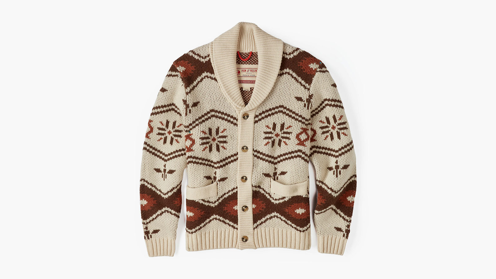 Iron & Resin Wincha shawl wool sweater with classic winter pattern, a rugged option for the Best Indoor Gifts for Men.