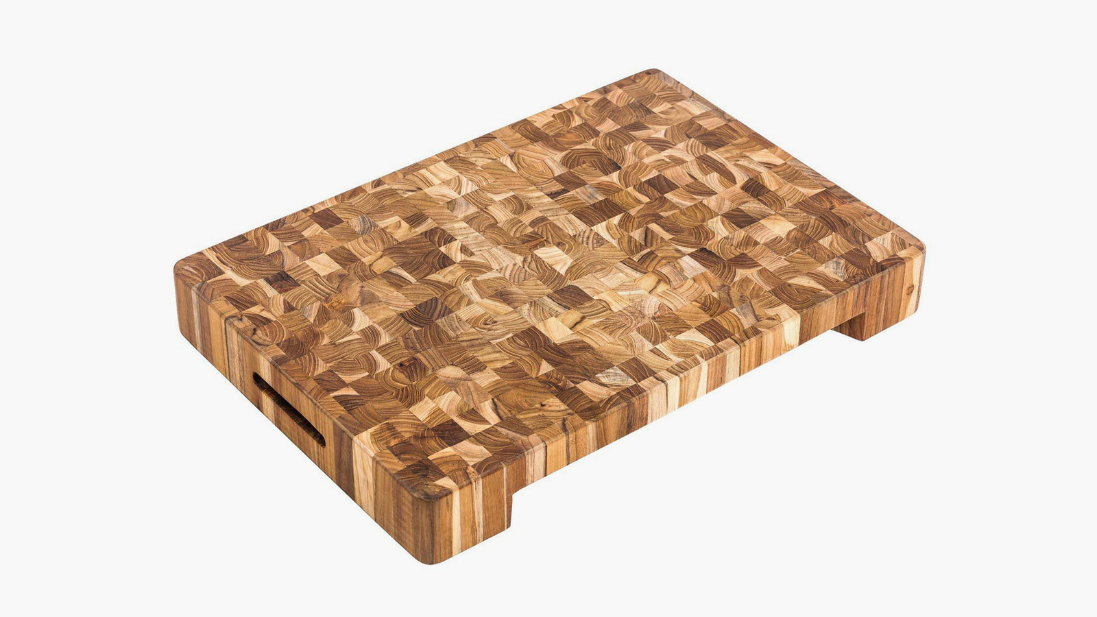 TeakHaus end-grain cutting board with hand grips, a durable prep surface loved by home chefs.
