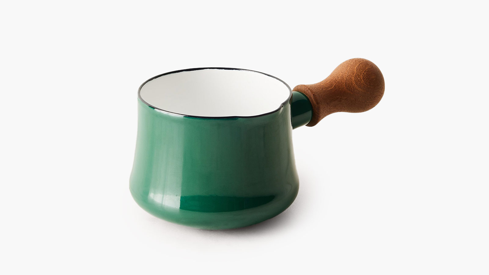 Dansk Kobenstyle enamel butter warmer in green, a stylish stovetop essential for home cooks.