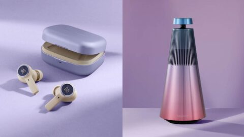 [1] Beoplay EX Dawn Purple and Beosound 2 3rd Gen Daybreak Blossom