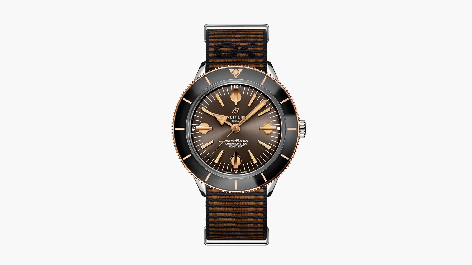 a luxury men's watch with a dark brown band and face