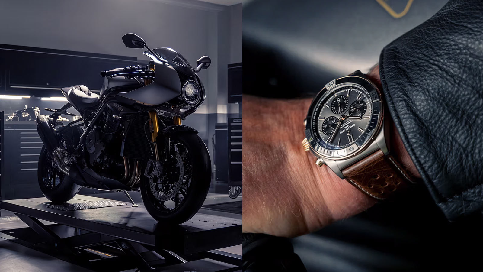 Triumph Speed Triple 1200 RR Breitling Limited Edition Motorcycle and Breitling Chronomat B01 Triumph Watch