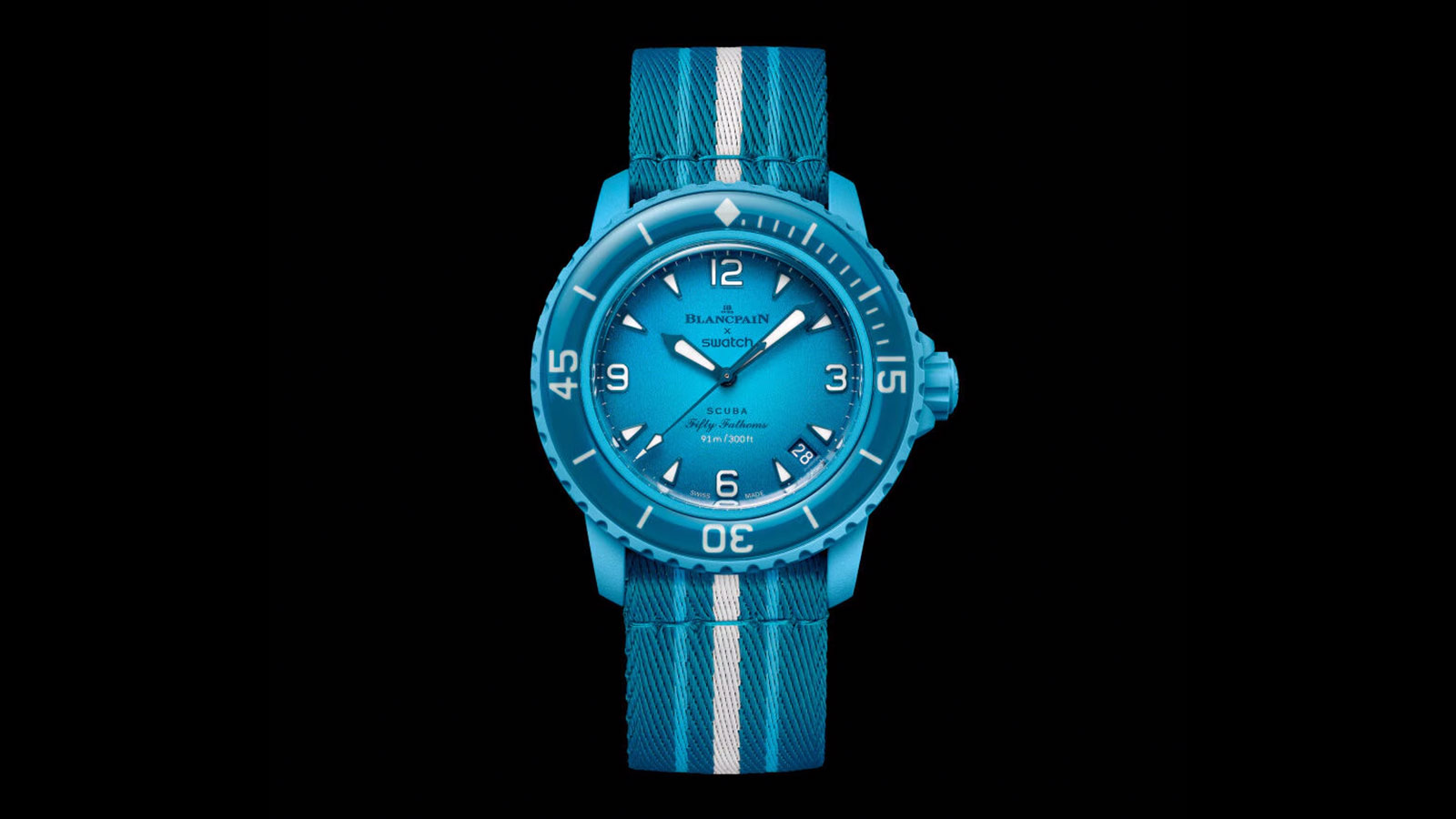 Blancpain X Swatch Bioceramic Scuba Fifty Fathoms Blue Lagoon