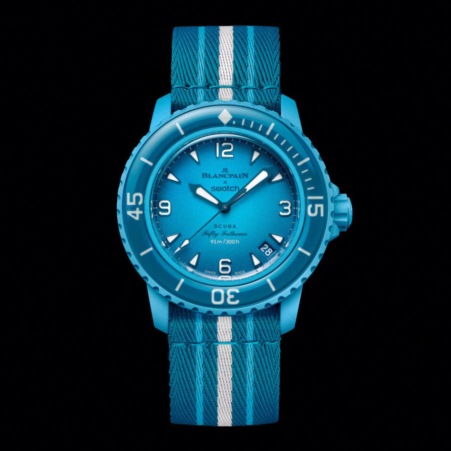 Blancpain X Swatch Bioceramic Scuba Fifty Fathoms Blue Lagoon