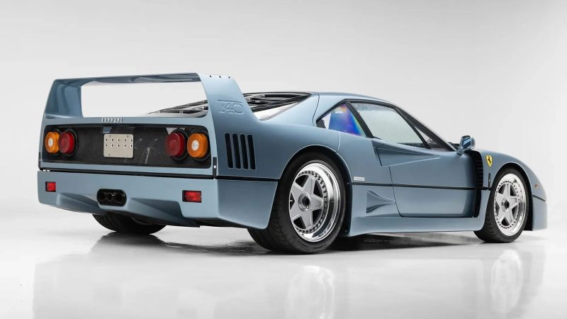 A 1992 Ferrari F40 “Blue Chip F40” in Azzurro Hyperion with blue Alcantara interior is up for auction.