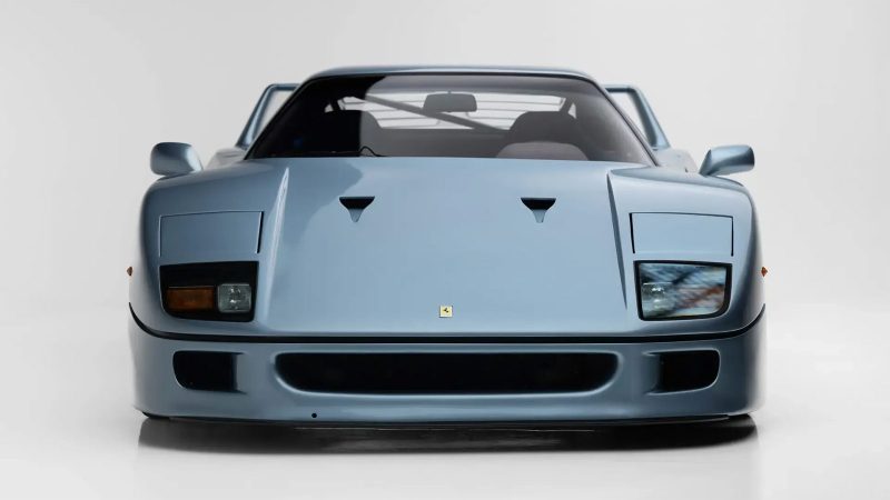 A 1992 Ferrari F40 “Blue Chip F40” in Azzurro Hyperion with blue Alcantara interior is up for auction.