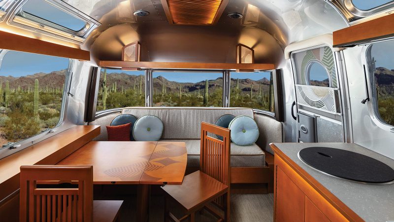 Airstream's Frank Lloyd Wright Limited Edition Travel Trailer marries iconic Prairie-style design with modern luxury.