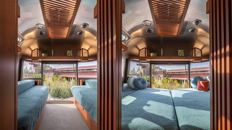 Airstream's Frank Lloyd Wright Limited Edition Travel Trailer marries iconic Prairie-style design with modern luxury.
