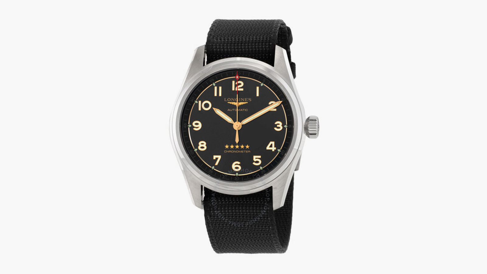Longines Spirit in 37mm with a black dial and gold accents – understated luxury among the top pilot watches for 2025.