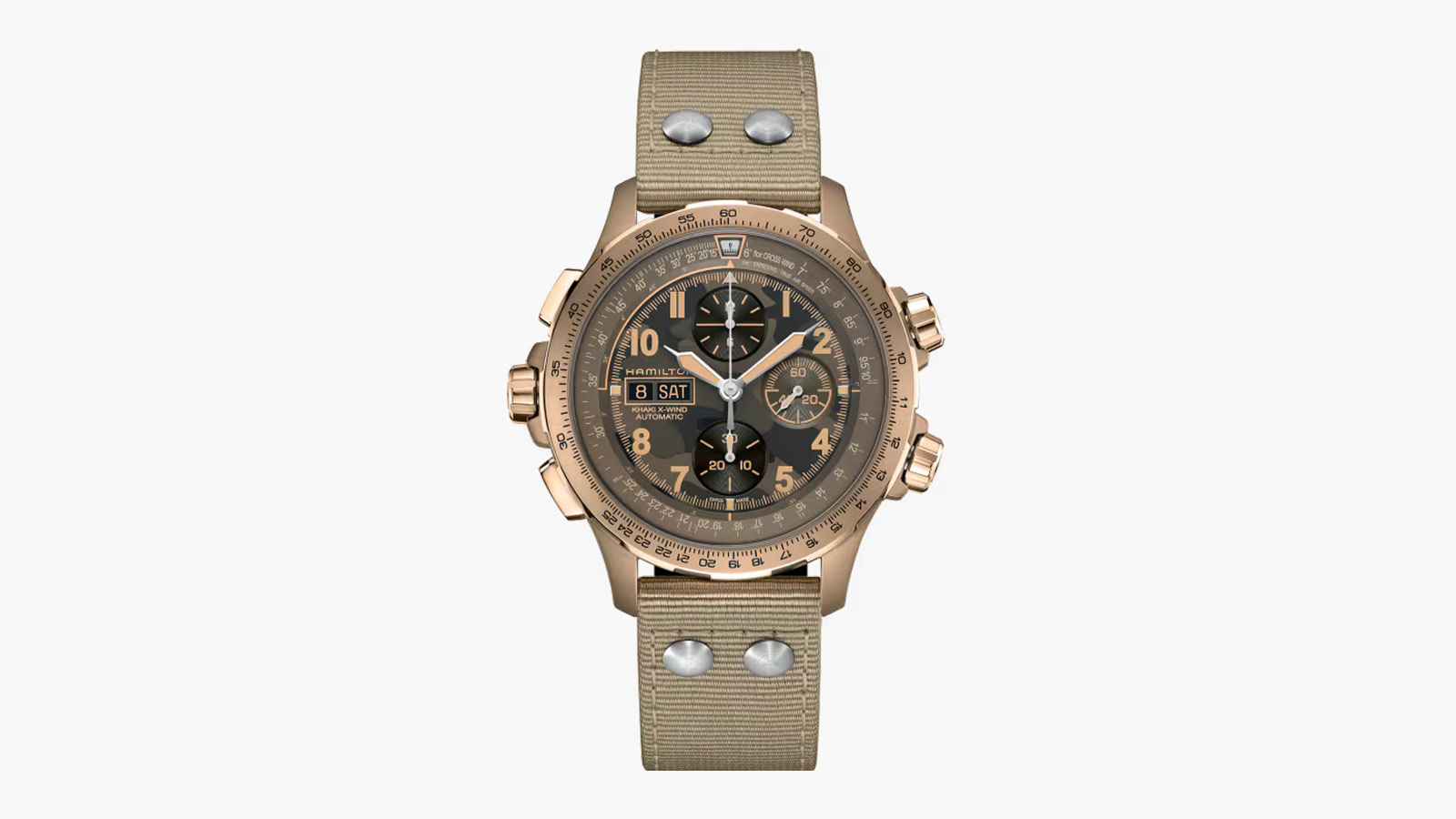 Hamilton Khaki X-Wind Auto Chrono in bronze and khaki – a rugged standout in the lineup of best pilot watches 2025.