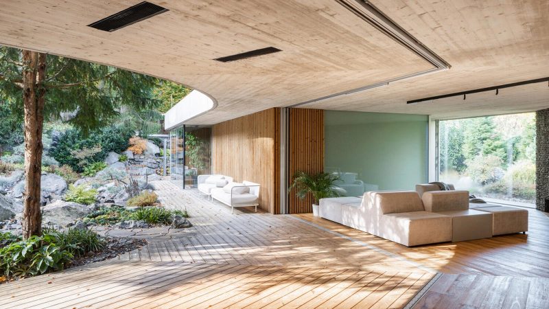 Banánka House is a serene, Y-shaped modern retreat in Slovakia.