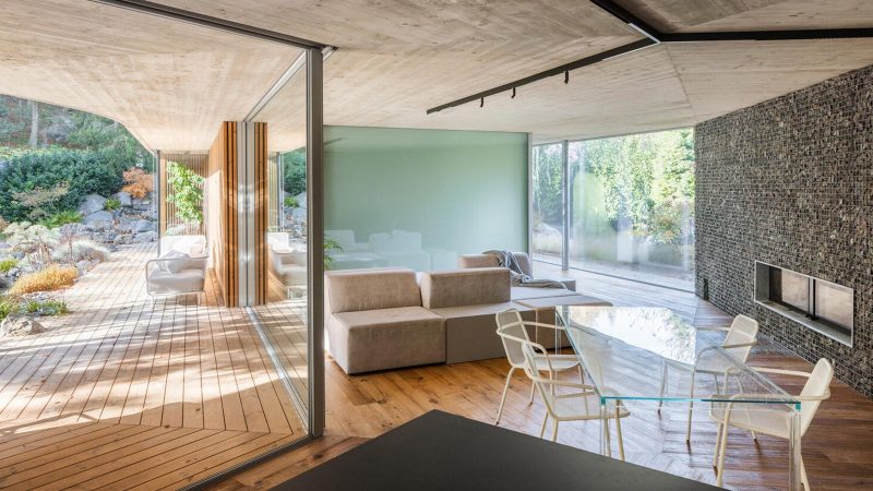 Banánka House is a serene, Y-shaped modern retreat in Slovakia.