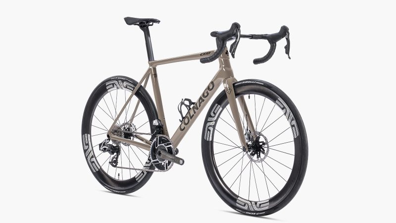 The Colnago C68 x Pas Normal Studios Bicycle boasts a carbon fiber frame, an aerodynamic design, and high-performance Italian craftsmanship, all complemented by minimalist styling.