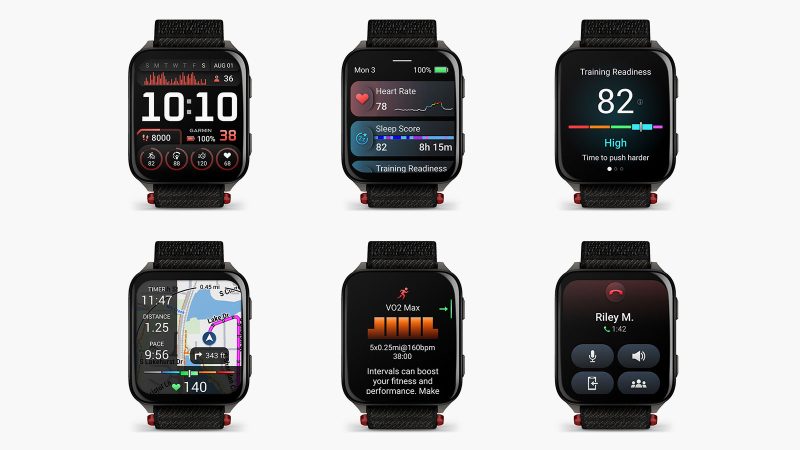 The Garmin Venu X1 smartwatch with 2-inch AMOLED display, titanium case, and fitness tracking features.