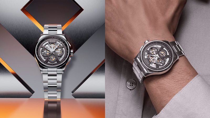 MIDO's Multifort Skeleton Chronograph sports a skeletonized dial and a 60-hour power reserve.