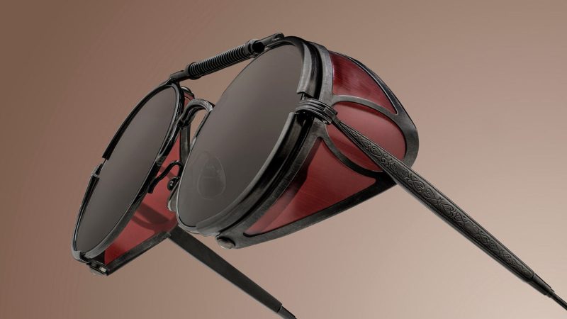 Matsuda's Heritage Collection 2809H-V2 round sunglasses feature titanium frames, Japanese acetate, and side shields.