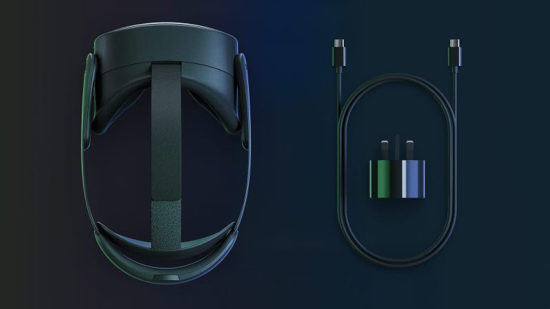The Limited‑edition Meta Quest 3S Xbox Edition headset in Carbon Black and Velocity Green, with matching Touch Plus and Xbox Wireless Controllers, Elite Strap.
