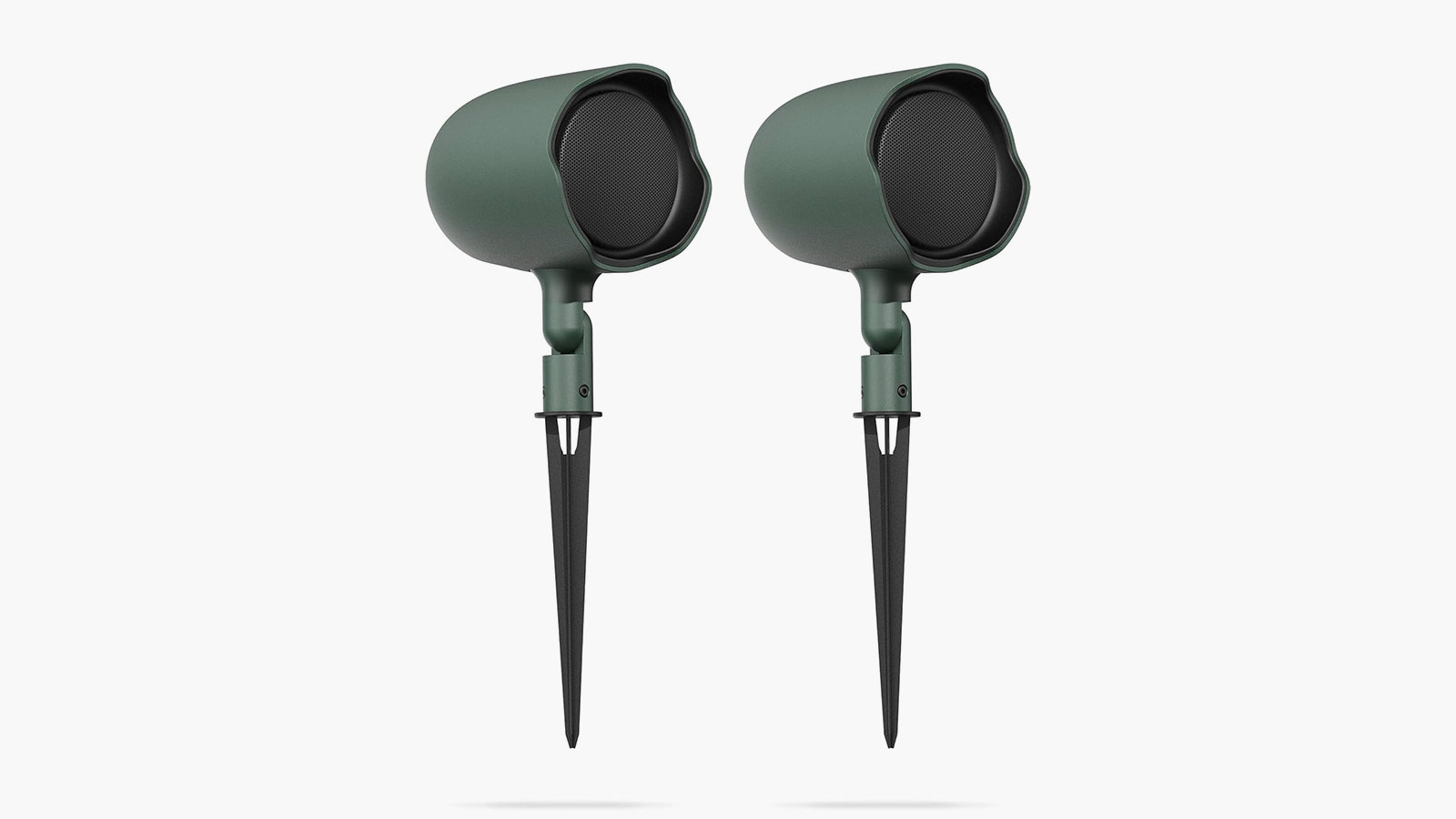 JBL Professional green ground-stake landscape speakers pair, versatile addition to best outdoor speakers 2025.