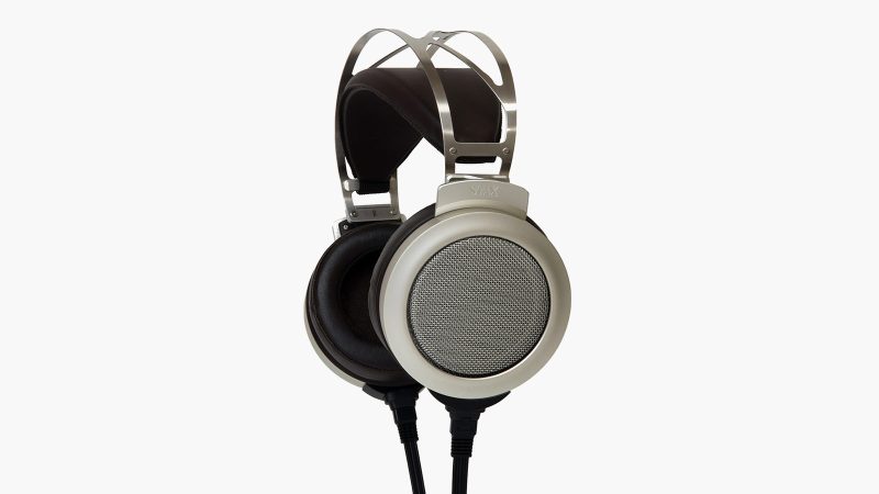 STAX SR-007S electrostatic earspeakers feature upgraded diaphragms, stainless steel anti-resonance structure, and sheepskin earpads for audiophile clarity.