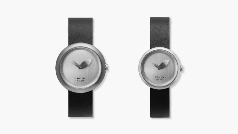 The Cauny x Tadao Ando watch collection is offered in steel and vibrant apple green styles.