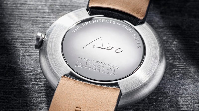 The Cauny x Tadao Ando watch collection is offered in steel and vibrant apple green styles.
