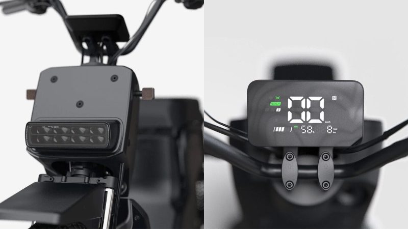 Teenage Engineering x Vässla EPA‑1 electric moped in matte black with modular front rack and screw‑mount accessory points.