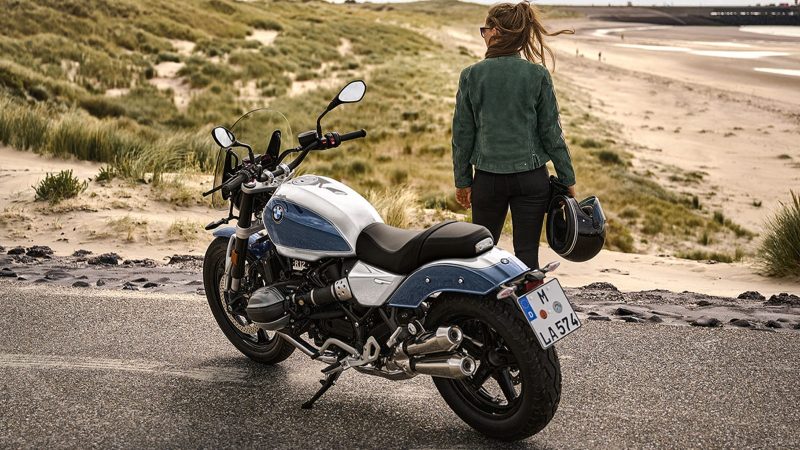 The 2026 BMW R 12 motorcycle with retro cruiser styling, low-slung frame, high-torque engine, and modern engineering for aggressive street performance.