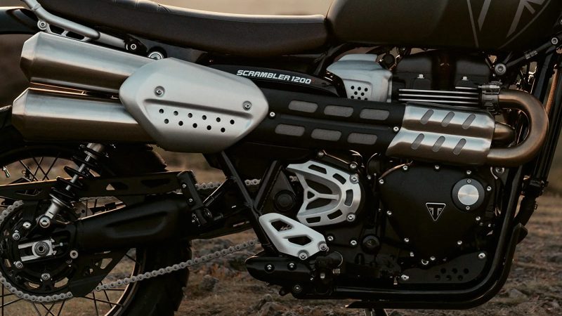 2024 Triumph Scrambler 1200 X adventure motorcycle with 1200cc twin, Marzocchi forks, TFT screen and LED lights.