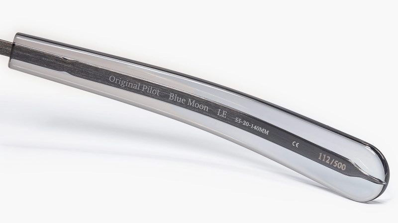 Limited-edition American Optical Original Pilot “Blue Moon” sunglasses featuring silver-aged antique frames and deep blue SunFlash mirror lenses.