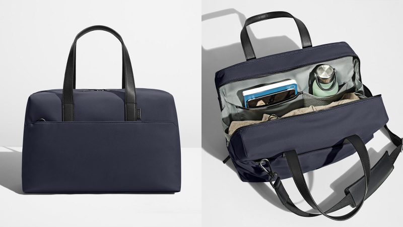 Away’s Long Weekend Bundle features The Bigger Carry-On, Everywhere Bag, and Large Toiletry Bag in sleek, minimalist design, perfect for stylish travel.