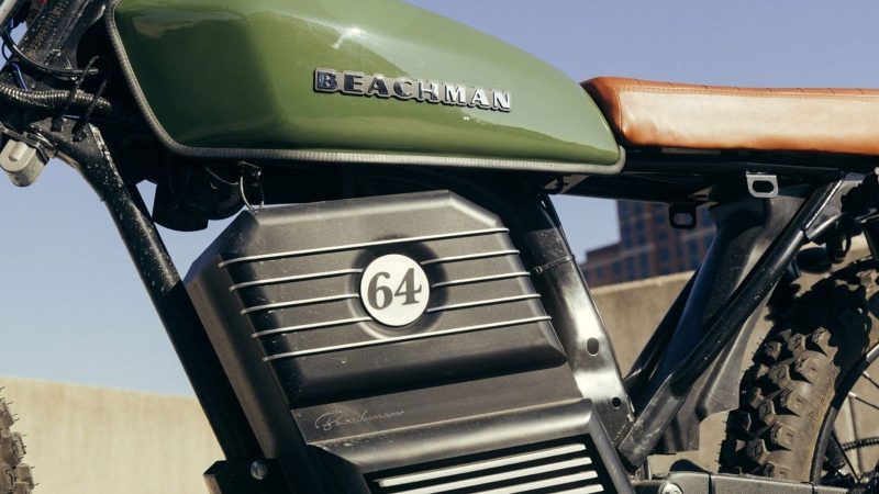 The Beachman ’64 e-bike captures the spirit of a classic Café Racer with a sleek electric drivetrain, offering up to 70 miles of range and vintage-inspired style.