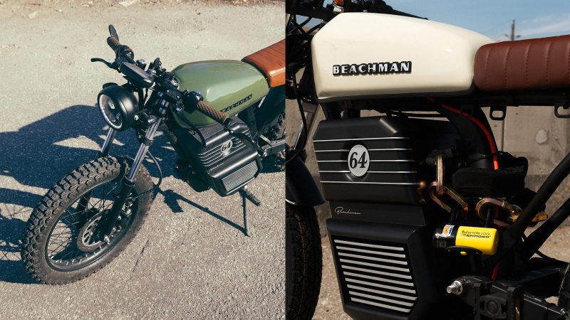 The Beachman ’64 e-bike captures the spirit of a classic Café Racer with a sleek electric drivetrain, offering up to 70 miles of range and vintage-inspired style.