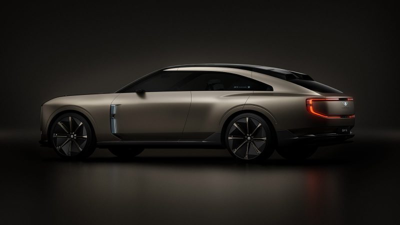 The Bentley EXP 15 all-electric concept GT has a three-seat layout, asymmetrical doors, a luxury retro-modern interior, a robot-inspired front grille, and a Champagne-ready trunk.