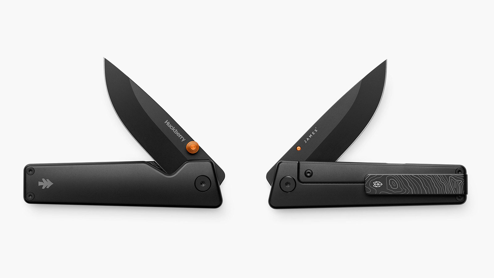 Matte black James Brand and Huckberry folding knives, top picks among the Best EDC Knives for Men 2025.