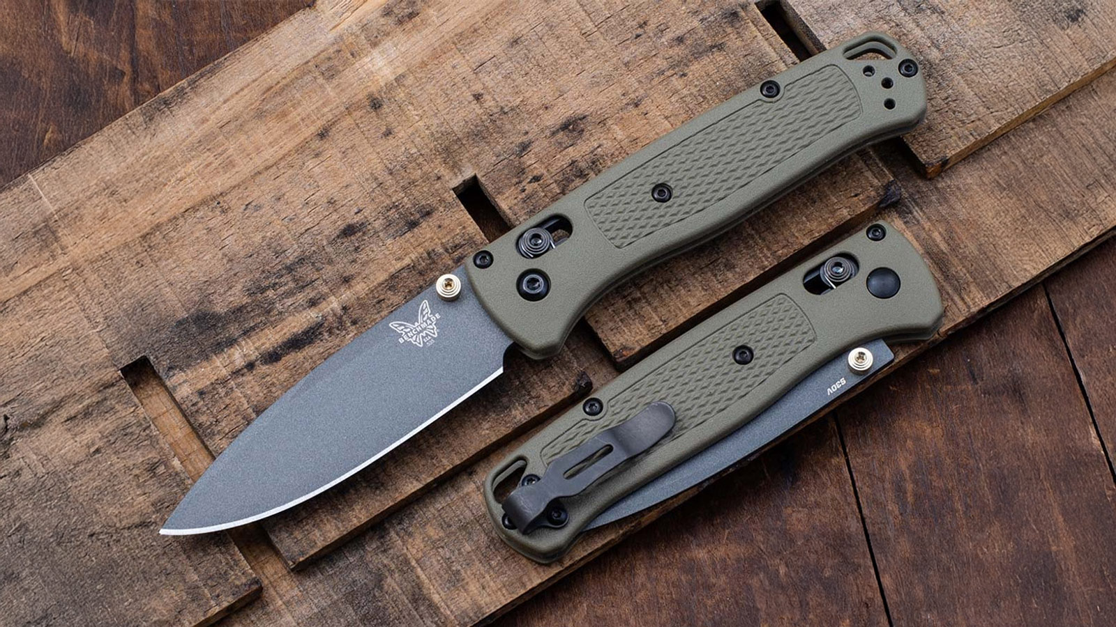 Benchmade Bugout folding knife with green handle, a rugged choice in the Best EDC Knives for Men 2025 list.