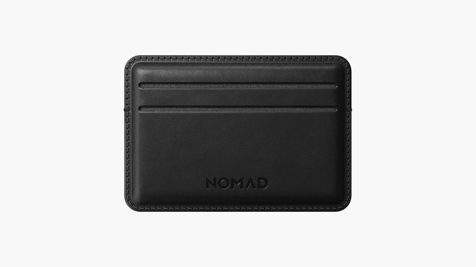 Streamlined black cardholder from Nomad—modern tech-friendly pick for best minimalist wallets for men 2025.