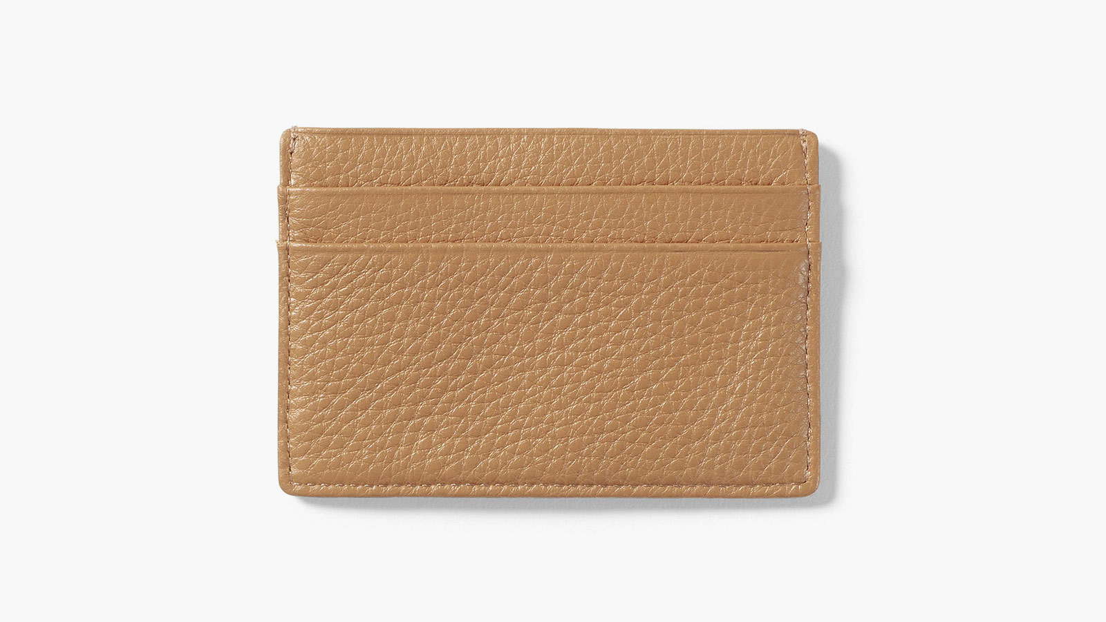 Pebbled tan leather card case—refined simplicity for best minimalist wallets for men 2025.