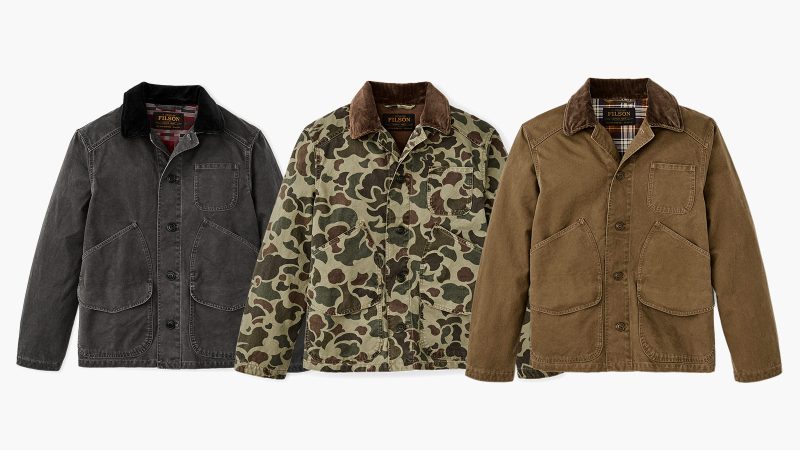 Filson Canvas Outfitter Jacket in heavy-duty 12oz cotton duck canvas with durable construction, utility pockets, and rugged outdoor-inspired style.
