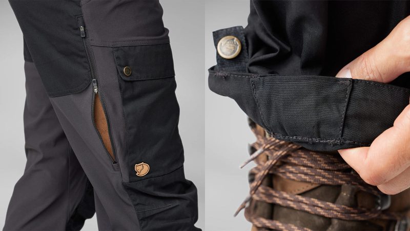 The Fjällräven Keb Trousers feature stretch fabric, G-1000 reinforcement, thigh ventilation zippers, and dual leg pockets—making them ideal for technical trekking and all-season mountain use.