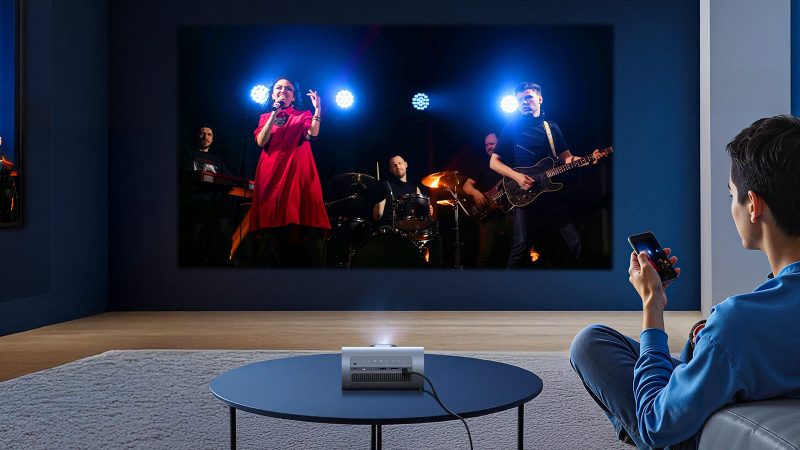 JMGO PicoPlay Series ultra-portable projectors feature a sleek, compact design with large-screen projection capabilities for on-the-go cinematic viewing.