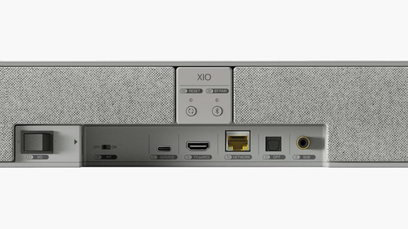The sleek KEF XIO Dolby Atmos soundbar features six Uni‑Q MX drivers, four bass radiators, and a slim design, built for immersive movie and music sound.