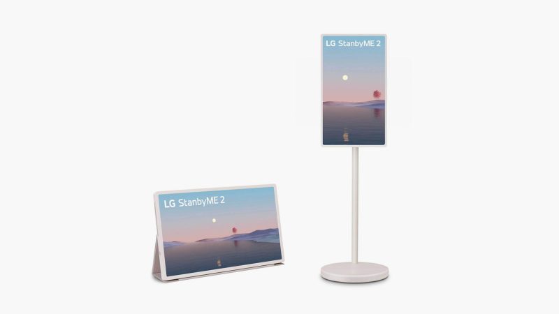LG’s StanbyME 2 is a 27-inch portable touchscreen smart TV with a rotating display and built-in battery. Designed for flexibility, it offers streaming, casting, and entertainment on the move.