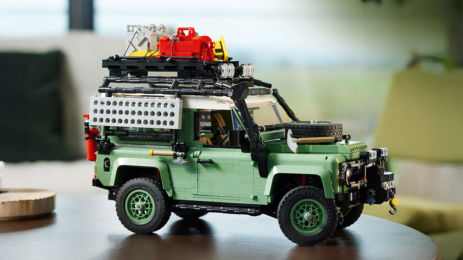 Rugged LEGO Land Rover Defender 90 displayed on a table—an adventurous build among the Best LEGO Sets for Adults 2025.