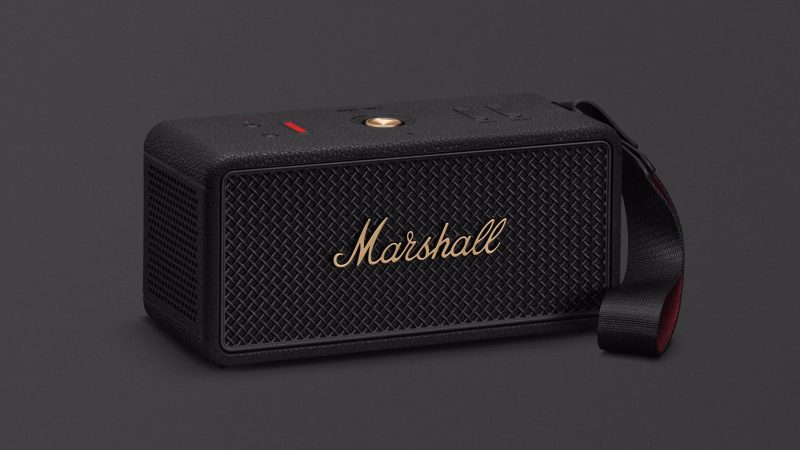 Marshall Middleton II portable Bluetooth speaker with IP67-rated rugged housing, 360° stereo output, signature control knob, and amp-style design.