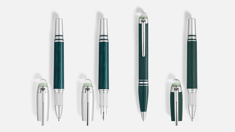 Montblanc Starwalker pen featuring sleek black resin, platinum-coated fittings, and a floating Montblanc emblem inspired by space exploration.