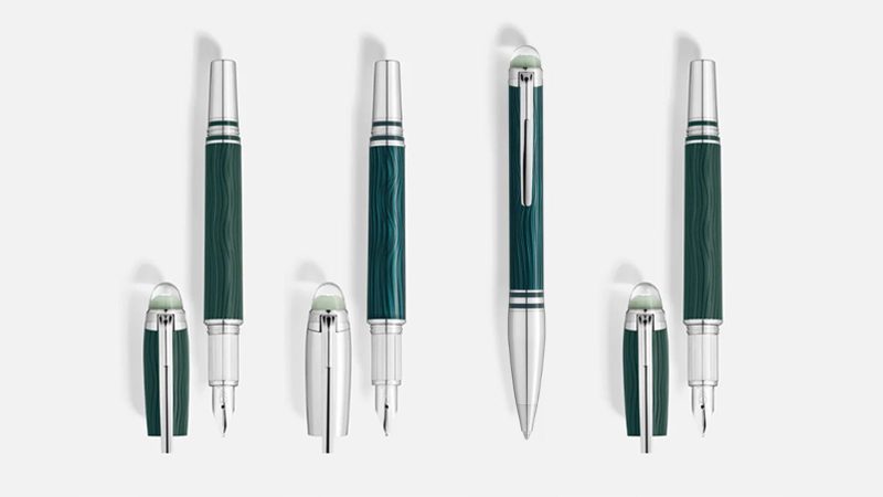 Montblanc Starwalker pen featuring sleek black resin, platinum-coated fittings, and a floating Montblanc emblem inspired by space exploration.