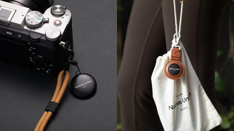 Native Union Find It Card and Tag smart trackers with Apple Find My compatibility, slim design, rechargeable battery, and waterproof construction.