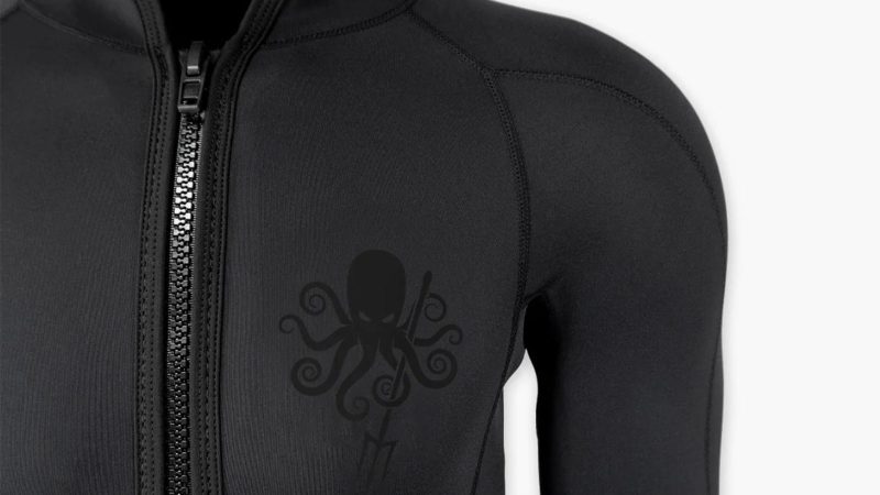 Prometheus Design Werx Waterman Jacket in Maritime Black, 1mm limestone-based neoprene zip-up for kayaking, snorkeling, and outdoor water adventures.